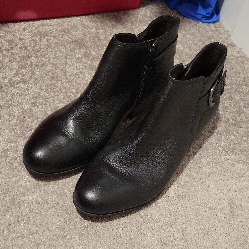 Clarks Black Ankle Boots with Smooth Leather Finish